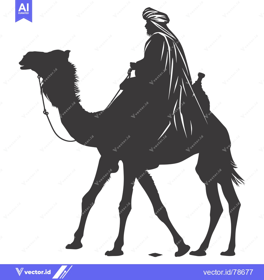Premium Vector dari Silhouette of a man riding a camel