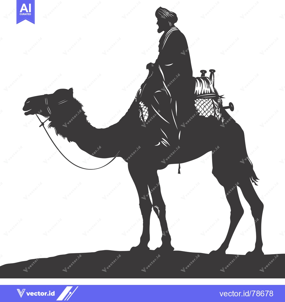 Premium Vector of Silhouette of a Man Riding a Camel