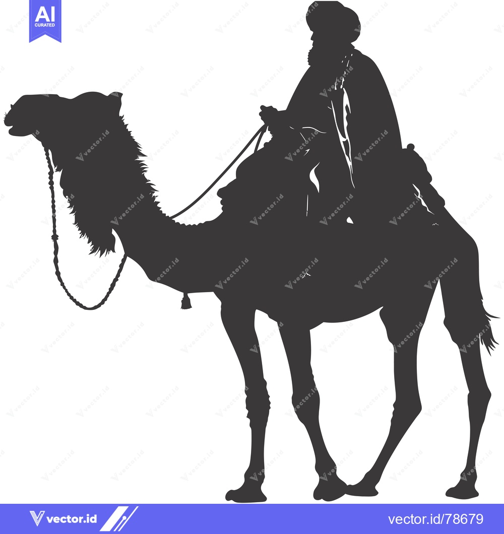 Premium Vector of Silhouette of a Man Riding a Camel