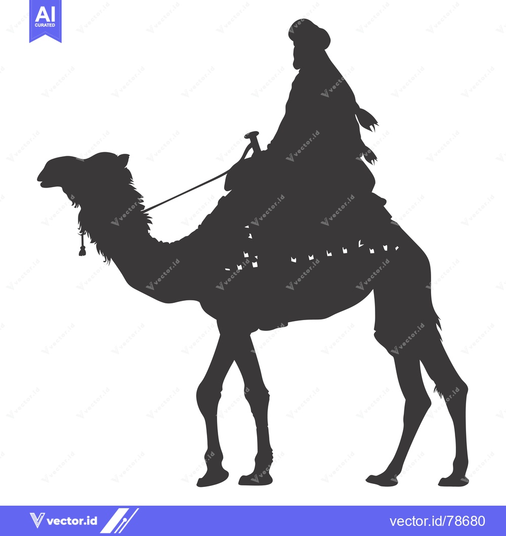 Premium Vector of Silhouette of a Man Riding a Camel