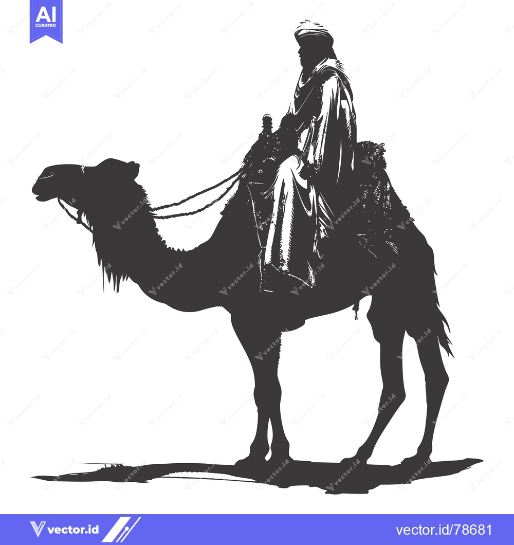 Premium Vector of A Silhouette of a Man Riding a Camel