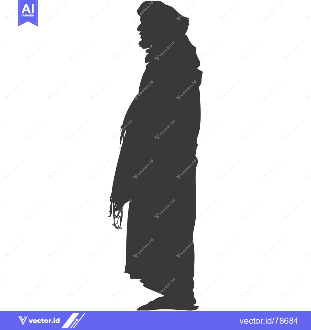 Premium Vector dari Silhouette of a bearded man wearing a hat and scarf