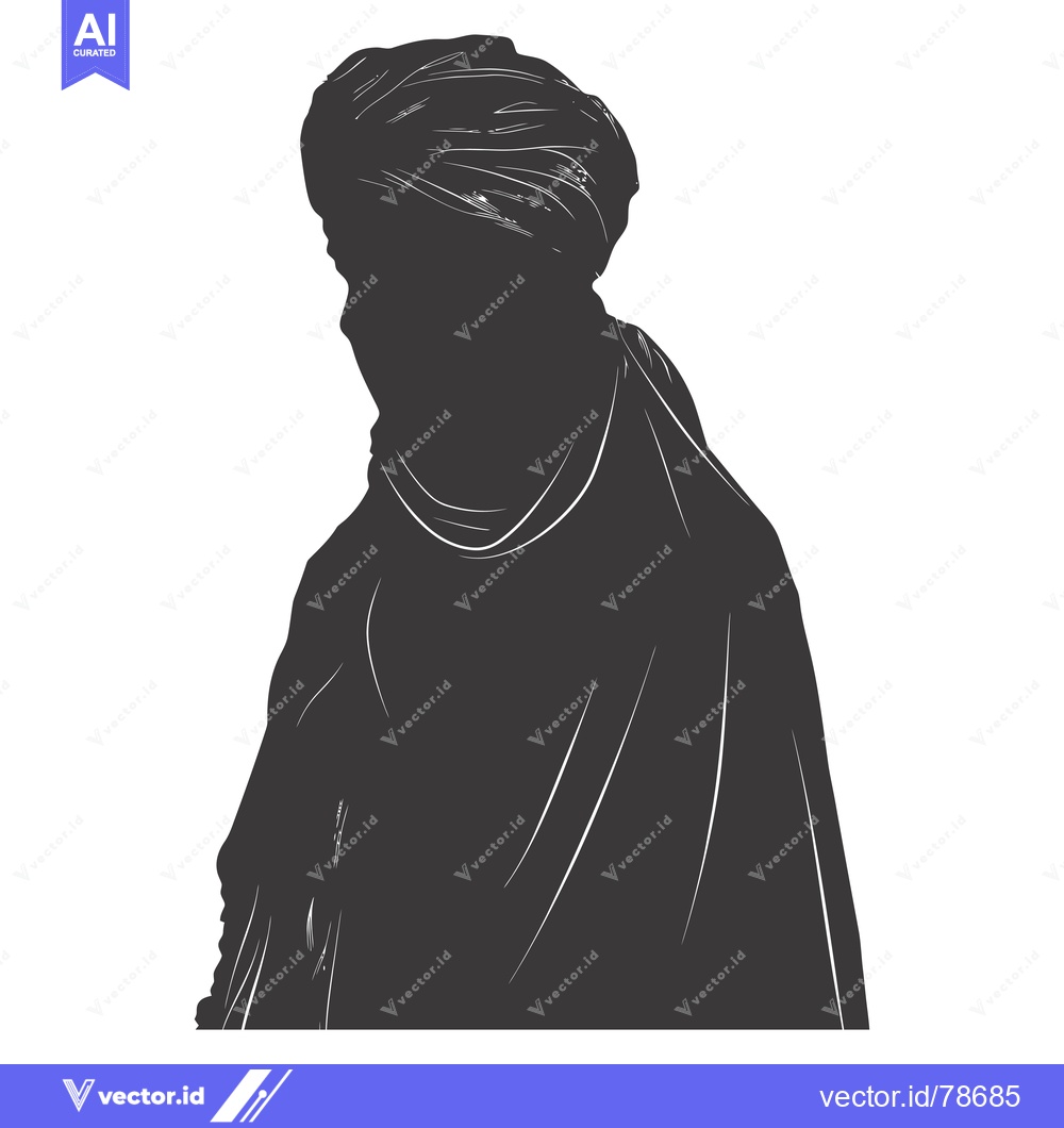 Premium Vector dari Silhouette of a Person Wearing a Turban and Long Garment