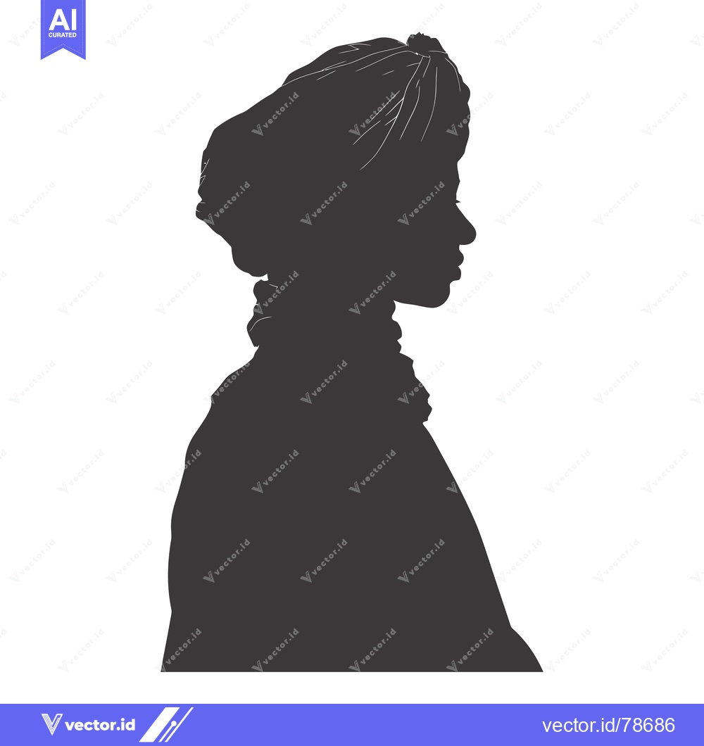 Premium Vector dari Silhouette of a woman with head scarf facing right