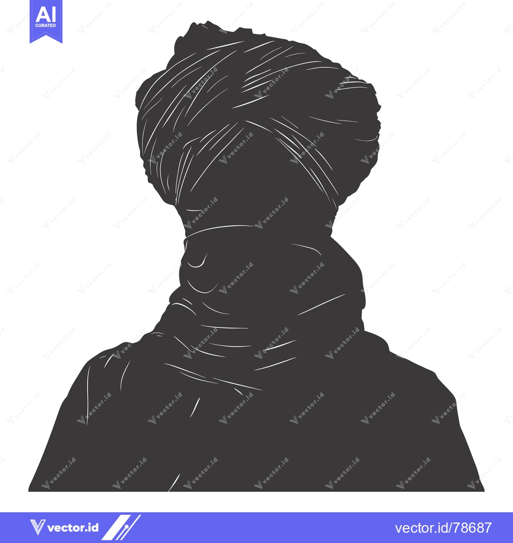 Premium Vector dari Silhouette of a Person Wearing a Turban and Scarf