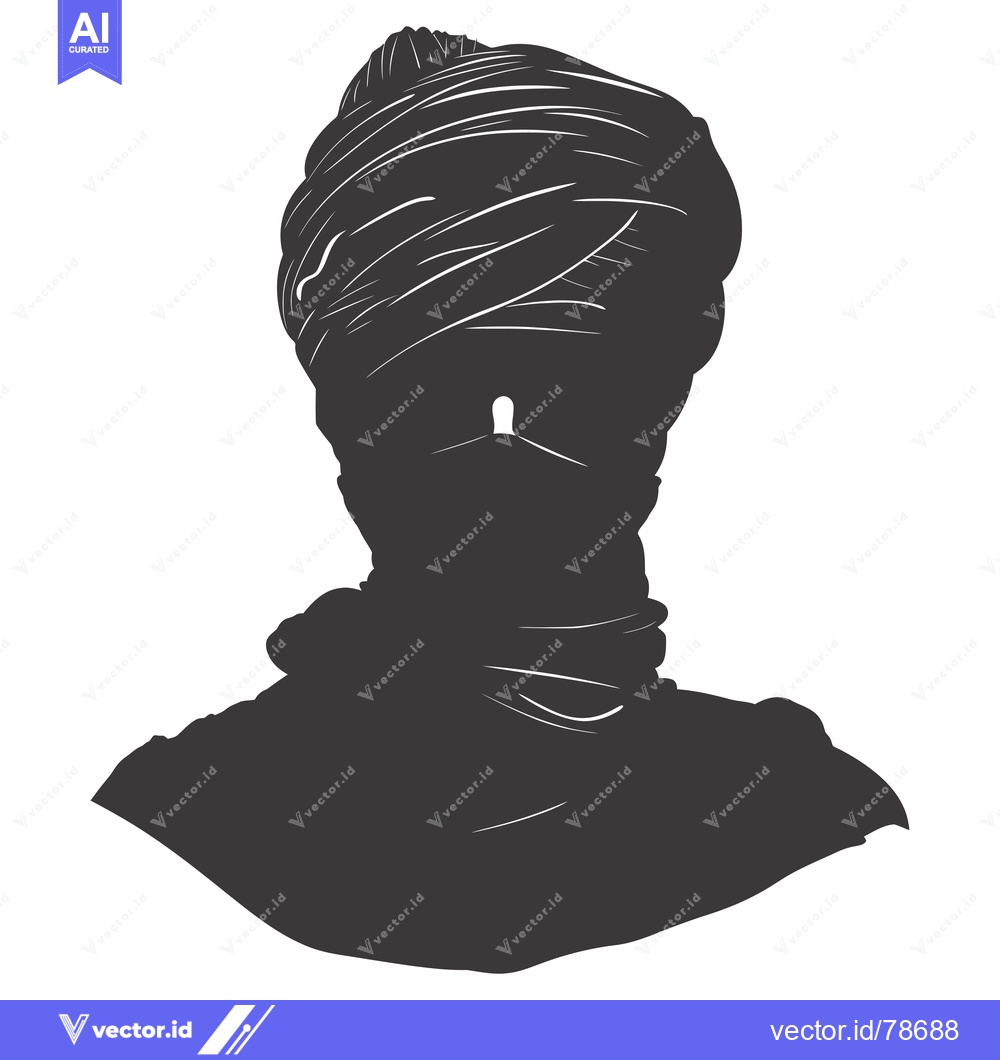 Premium Vector of Silhouetted Figure Wearing a Turban with a Small Doorway in the Center