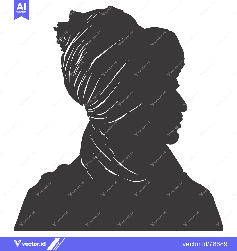 Premium Vector of Silhouette of a Person Wearing a Turban