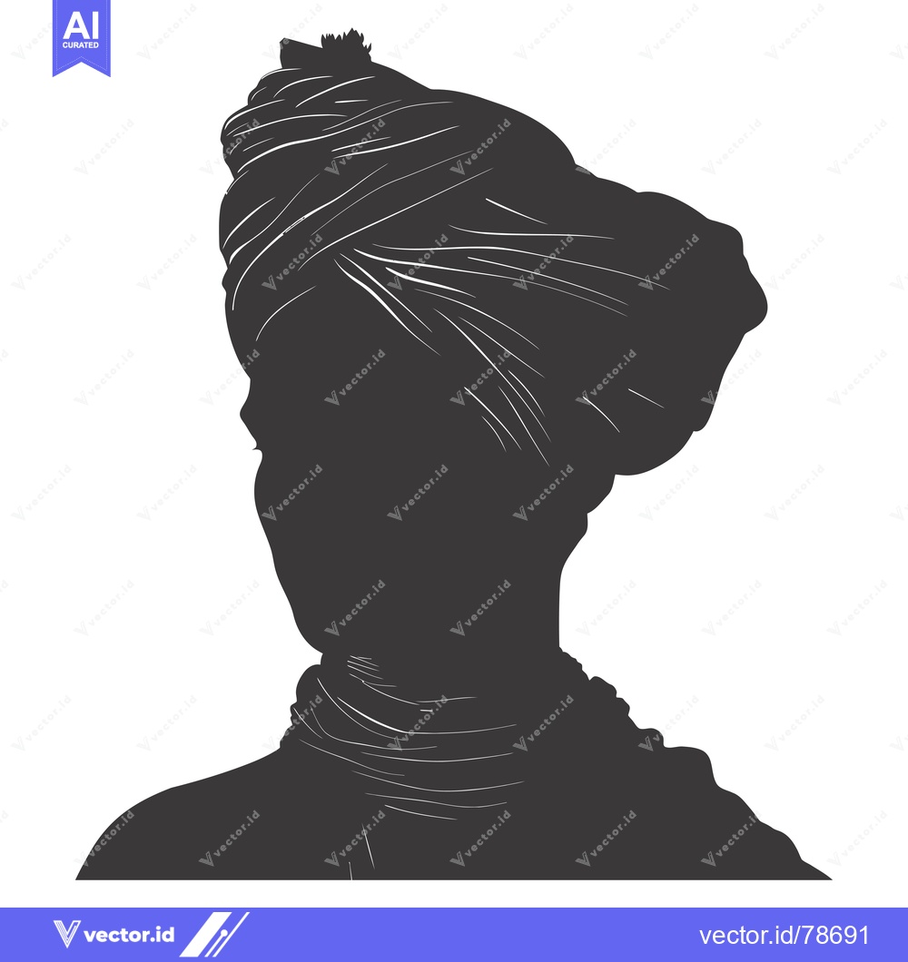 Premium Vector of Silhouette of a Person Wearing a Turban