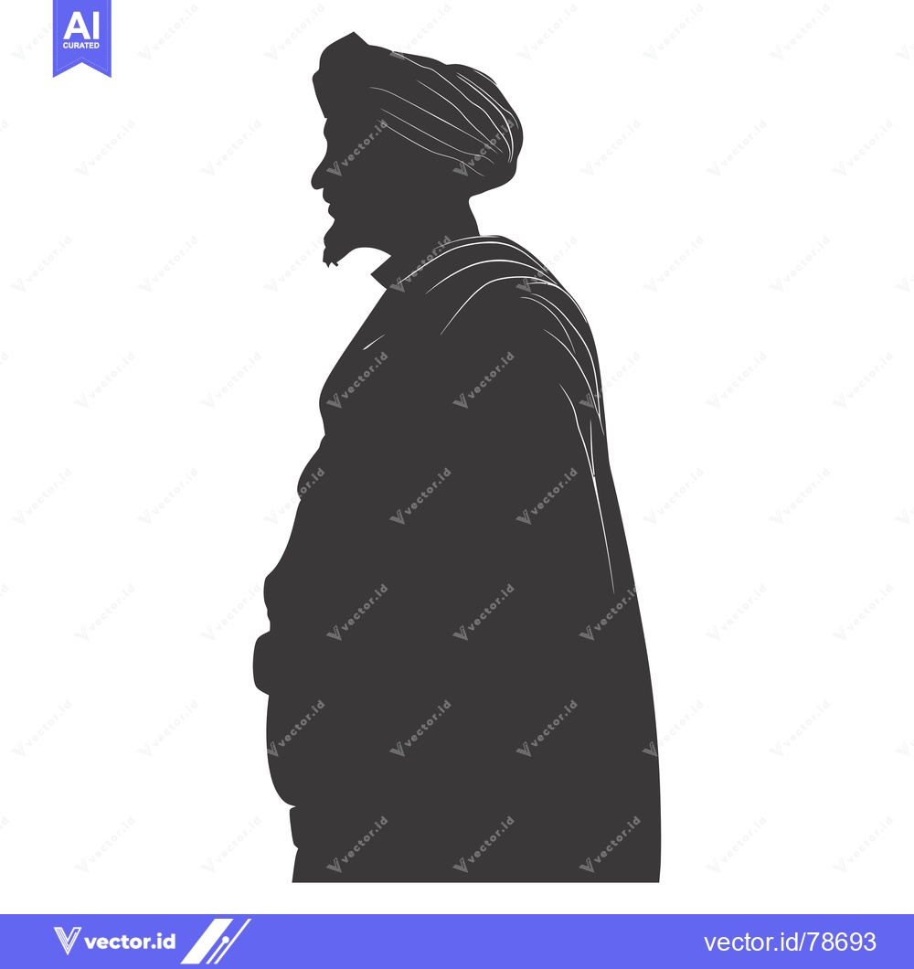 Premium Vector dari Silhouette of a Man Wearing a Turban and a Robe