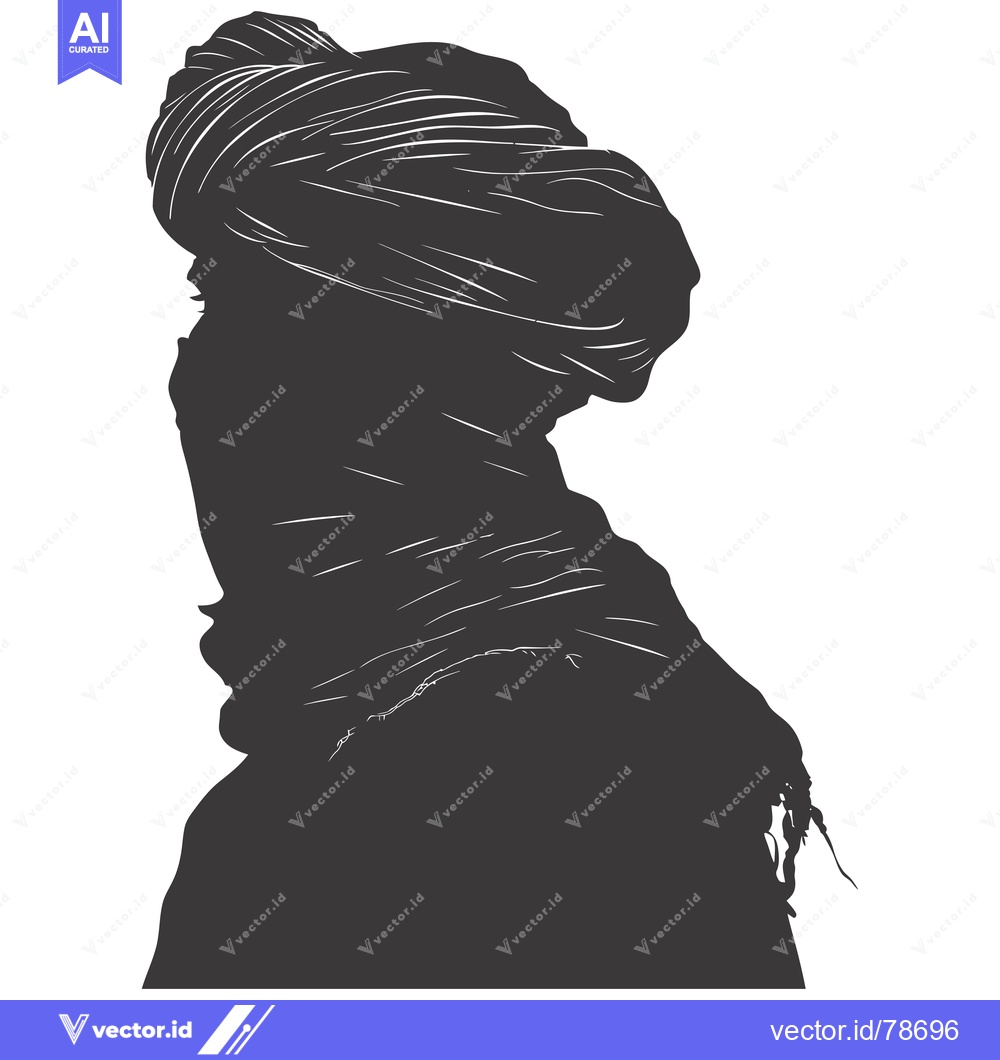 Premium Vector dari Silhouette of a Person Wearing a Turban and Traditional Clothing