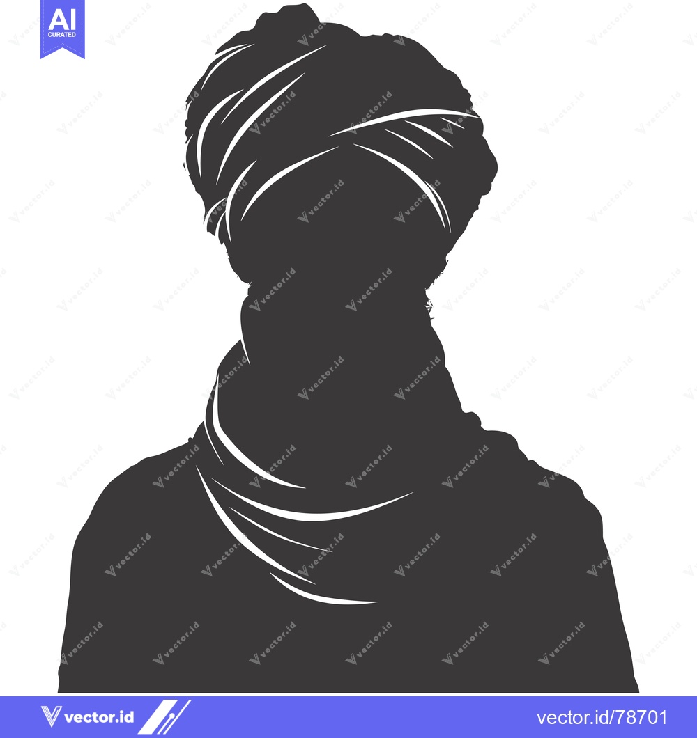Premium Vector dari Silhouette of a person wearing a turban and headscarf