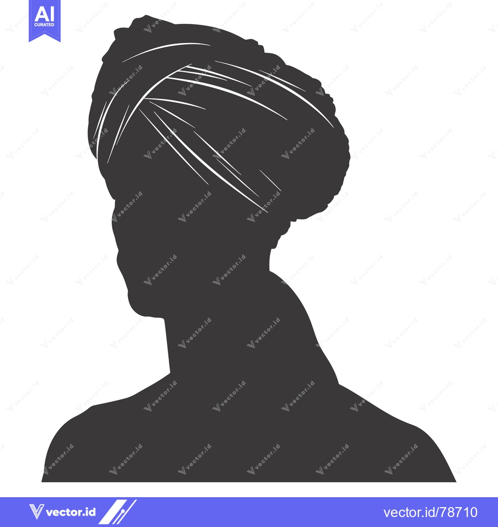 Premium Vector of Silhouette of a Person Wearing a Turban