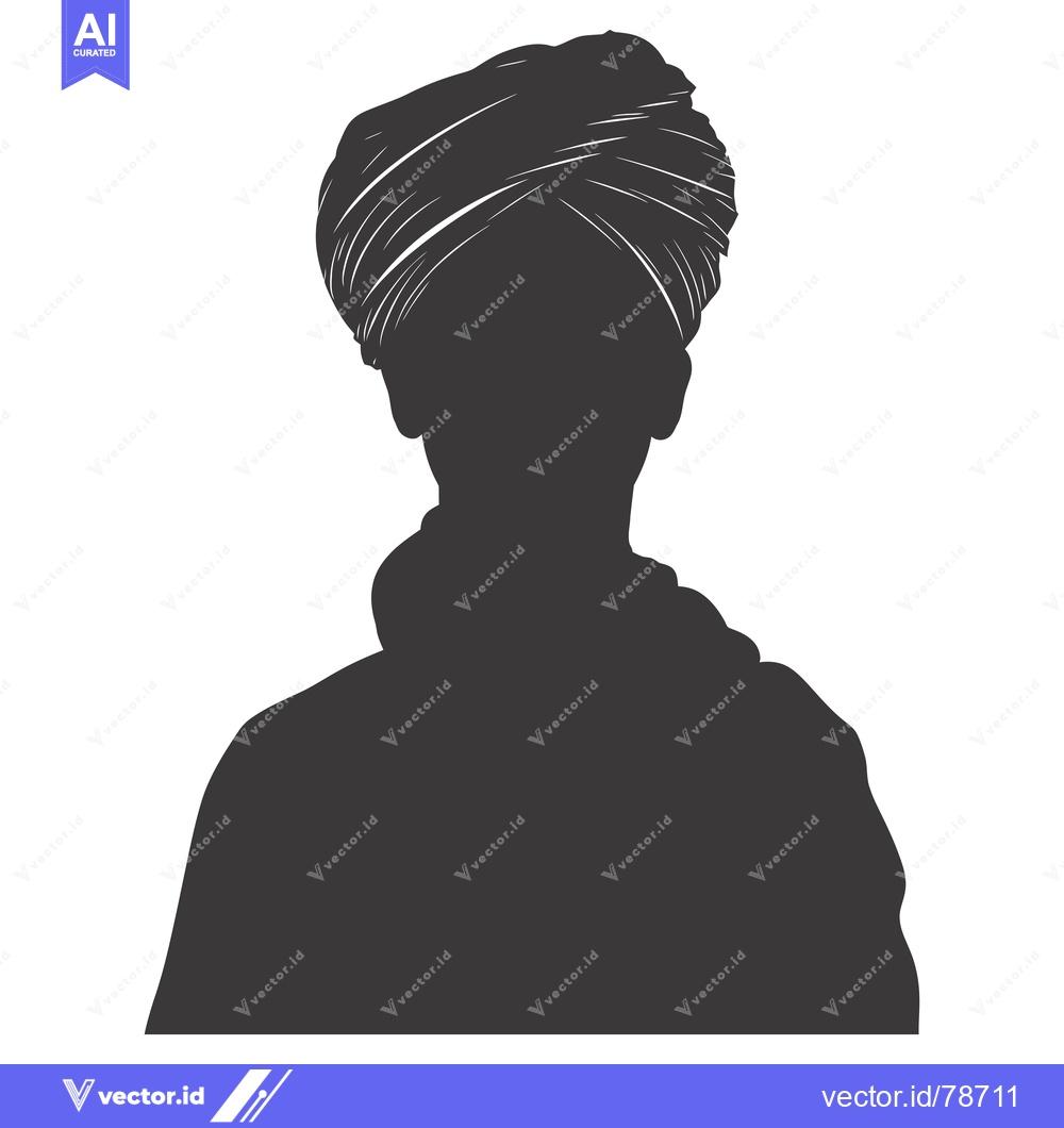 Premium Vector of Silhouette of a Person Wearing a Turban