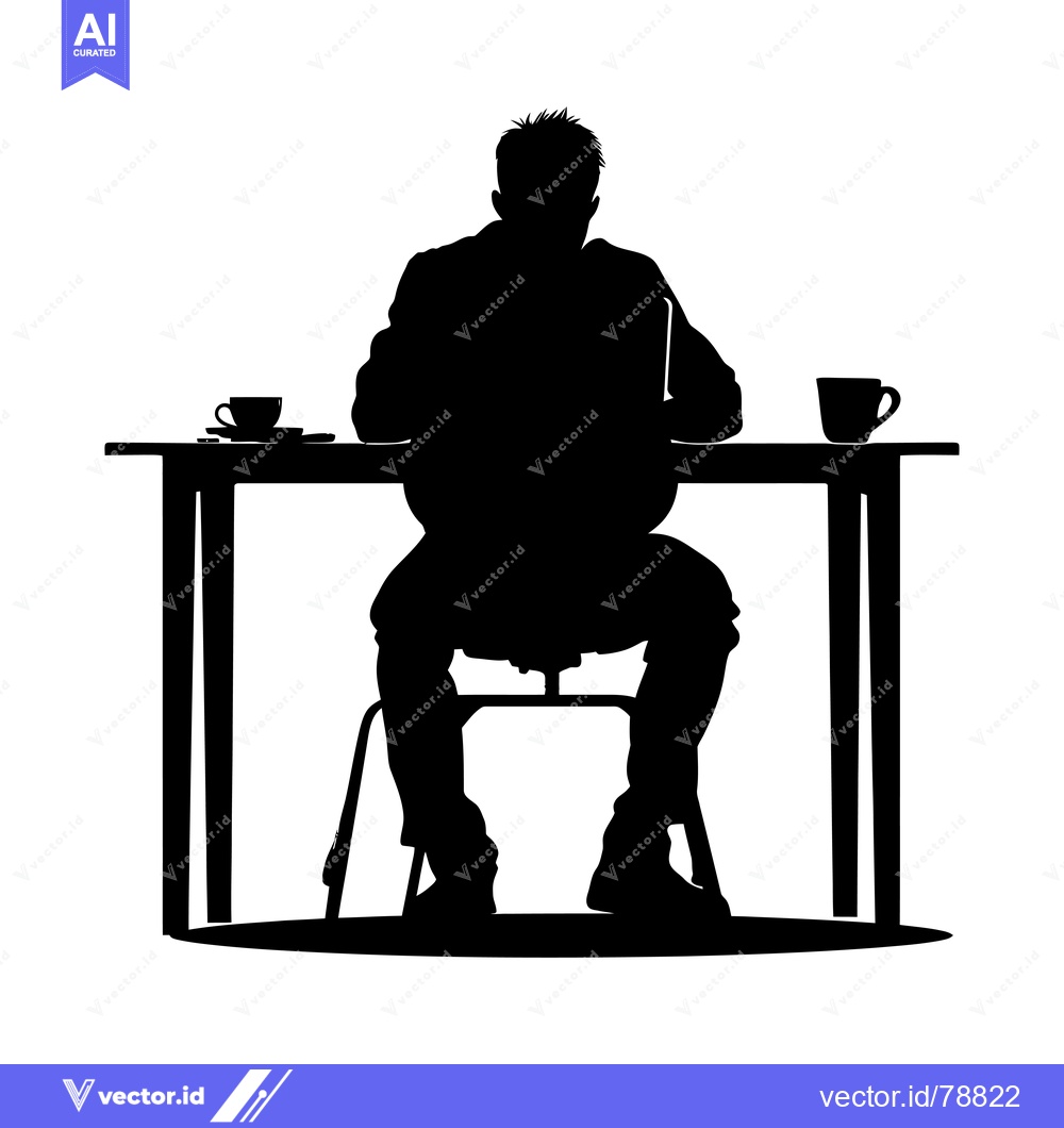 Premium Vector dari Silhouette of a Person Sitting at a Table with Two Cups