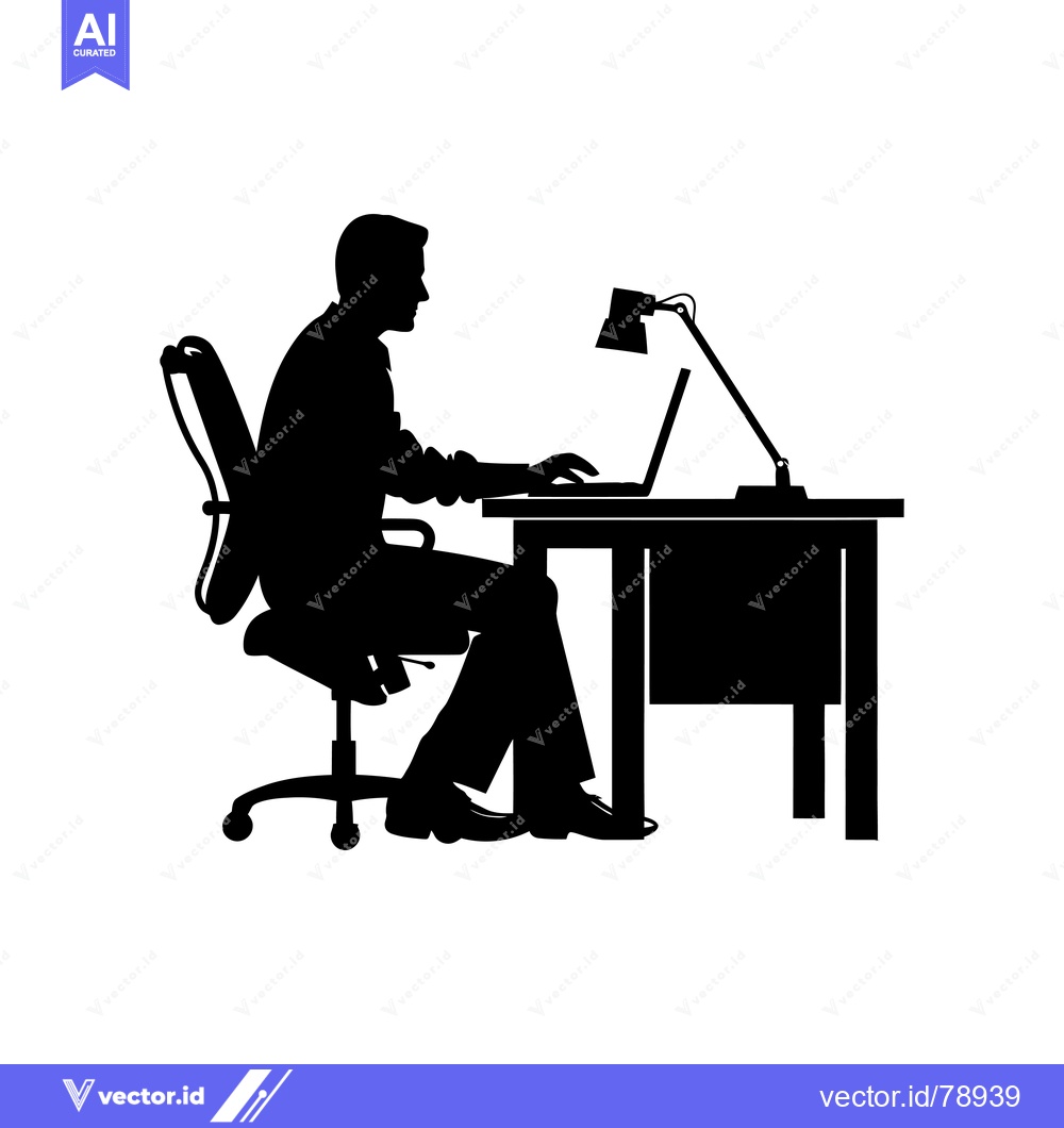 Premium Vector dari Silhouette of a person working on a laptop at a desk