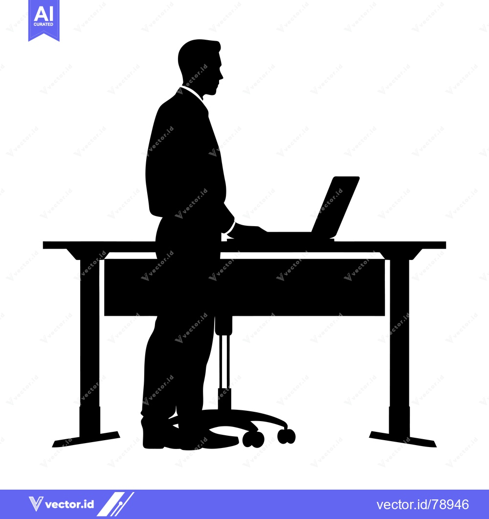 Premium Vector dari Silhouette of a Businessman Working at a Standing Desk