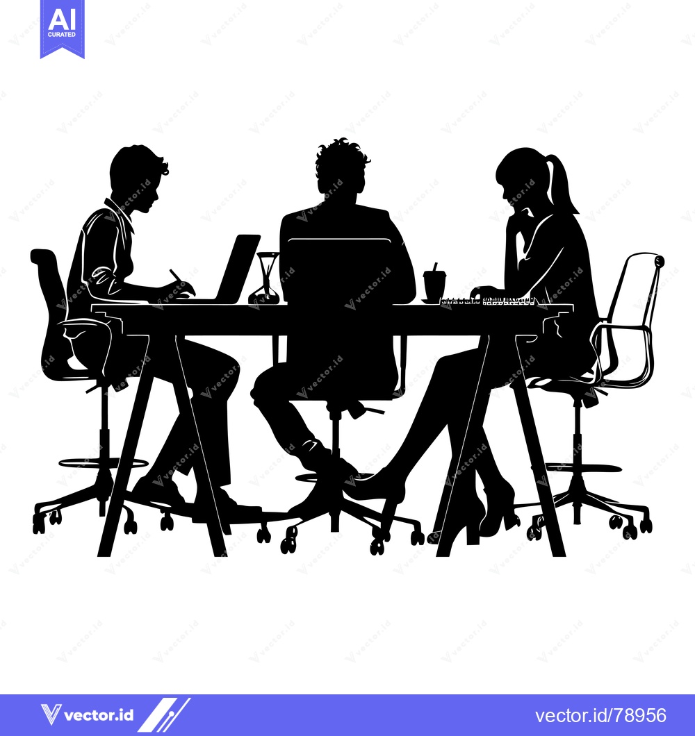 Premium Vector of Three Silhouettes of People Sitting at a Table