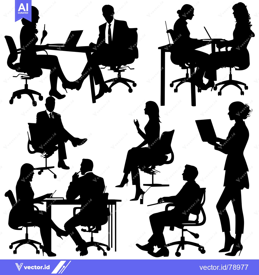 Premium Vector dari Silhouettes of People Working in an Office Setting