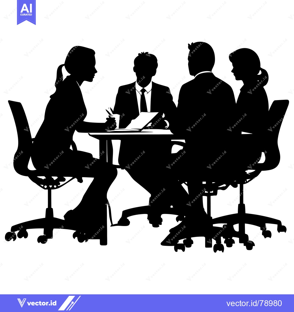 Premium Vector dari Silhouette of four people sitting at a table in an office setting
