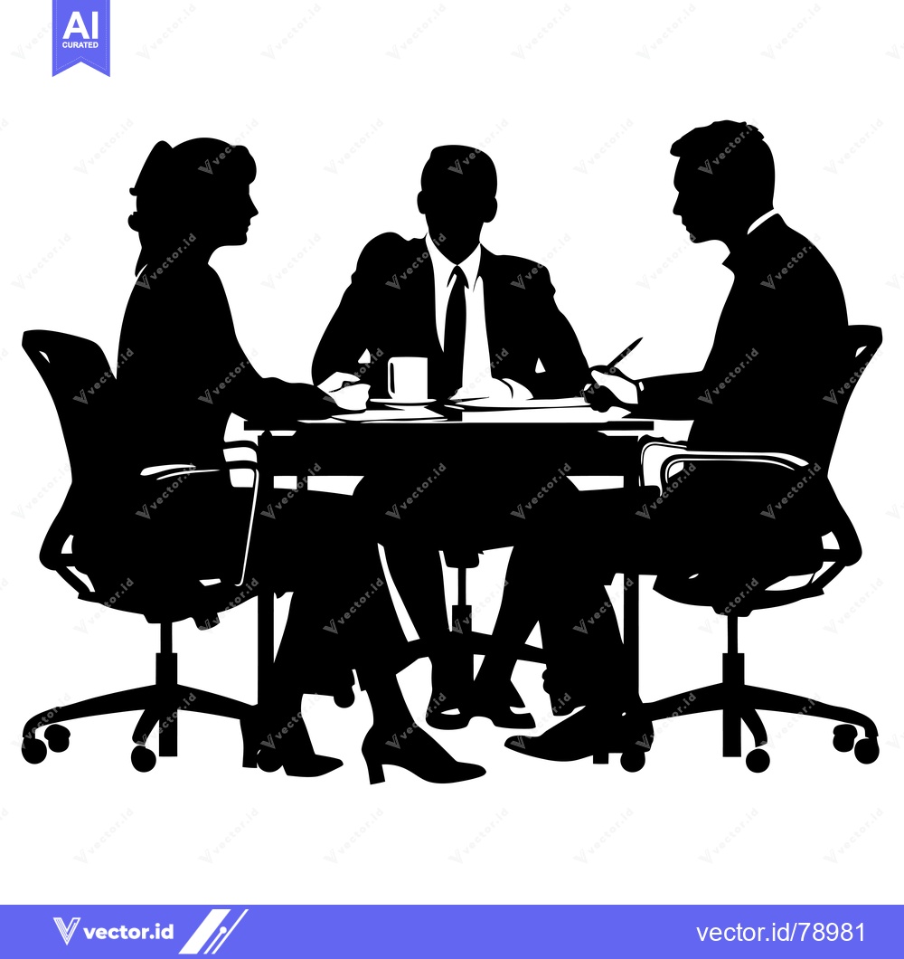 Premium Vector dari Three Silhouettes of Business People Sitting at a Table