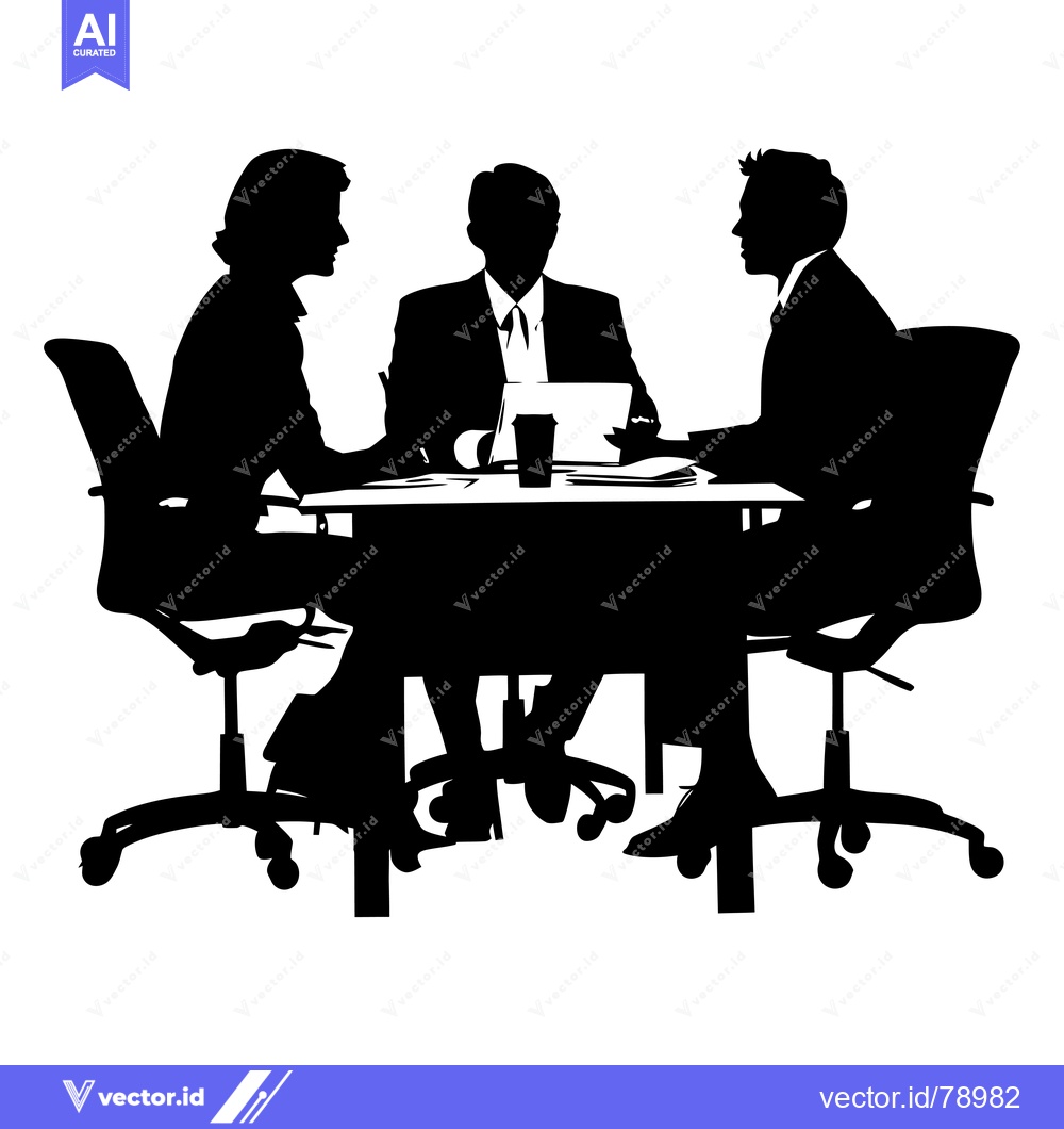 Premium Vector of Silhouettes of three businesspeople in a meeting