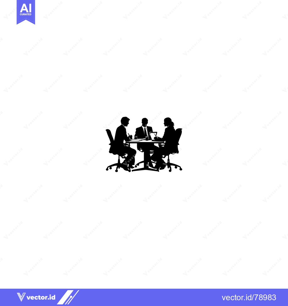 Premium Vector dari Silhouette of three businesspeople having a meeting around a table