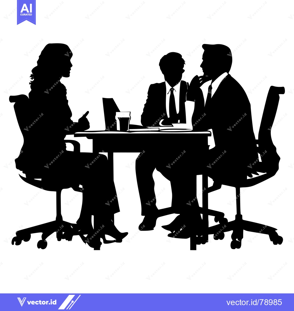 Premium Vector of Three People Sitting at a Table in Silhouette