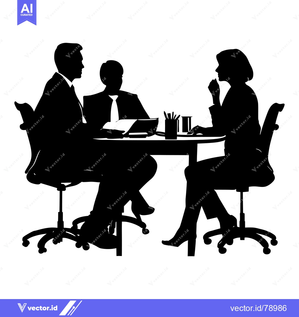 Premium Vector dari Silhouette of a business meeting with four people
