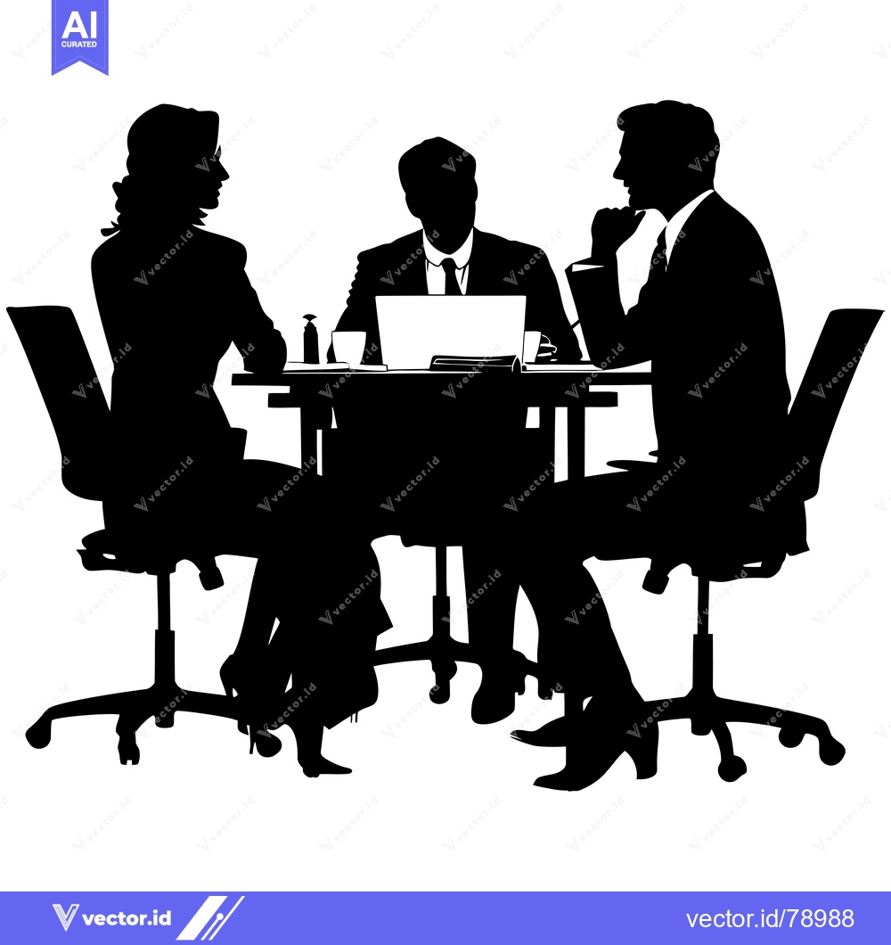 Premium Vector dari Silhouettes of Three People Sitting Around a Table