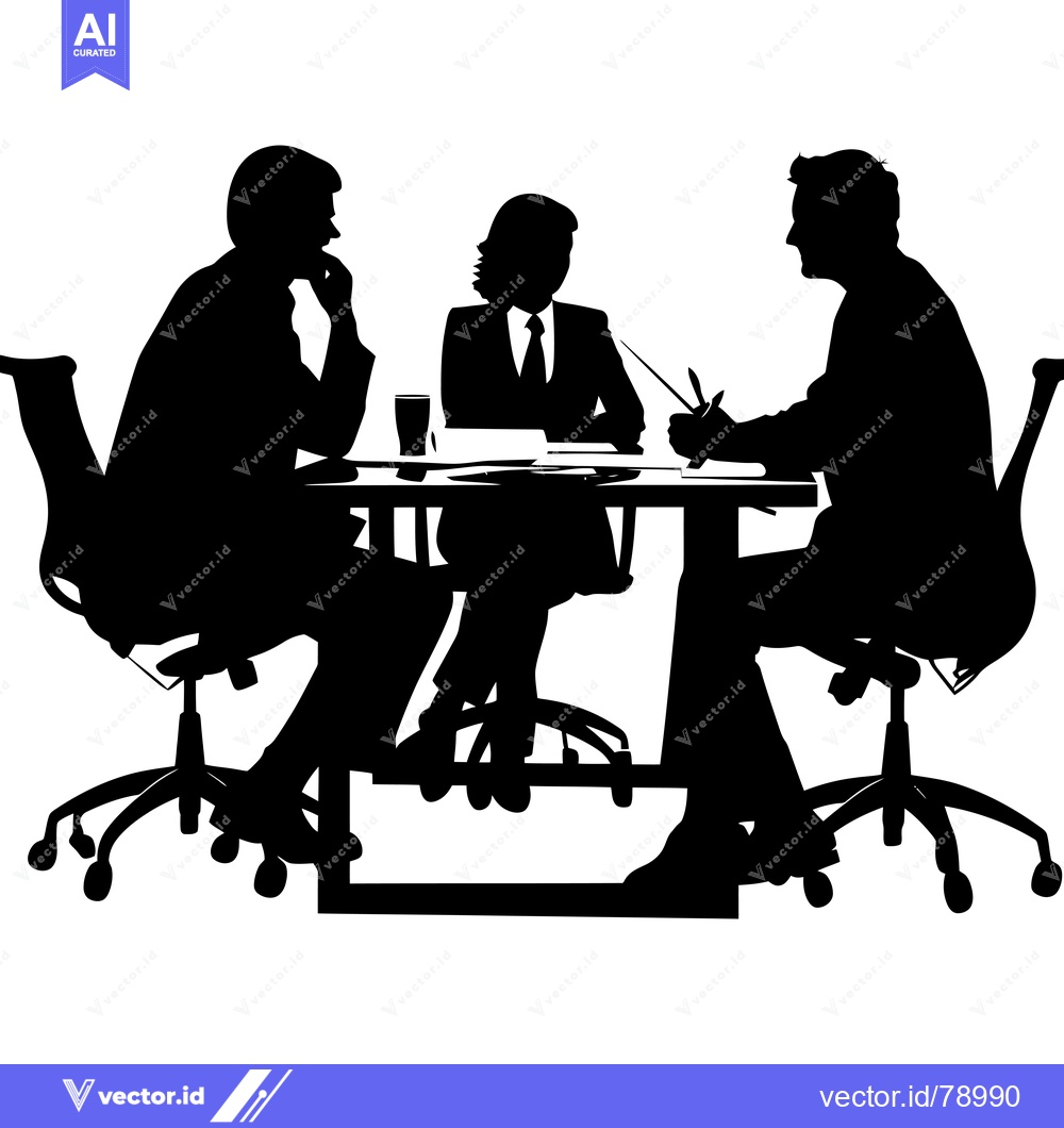 Premium Vector dari Silhouettes of Three People Seated at a Table in an Office Setting