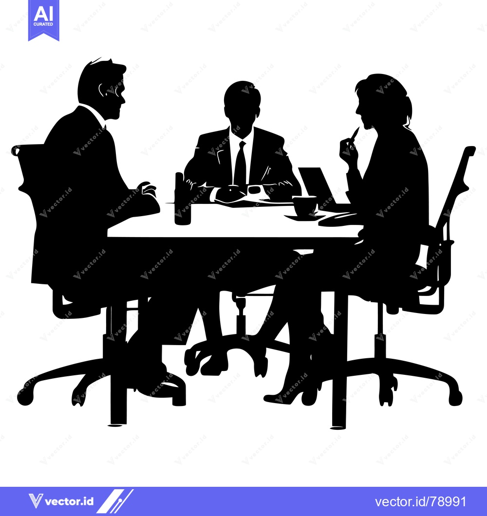 Premium Vector of Silhouette of Three Business Professionals in a Meeting