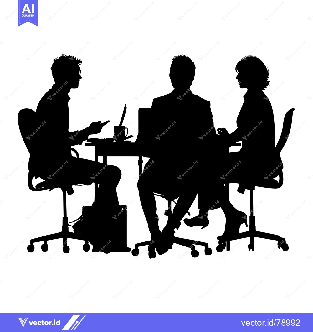 Premium Vector of Three Silhouettes of People Sitting at a Table in a Meeting