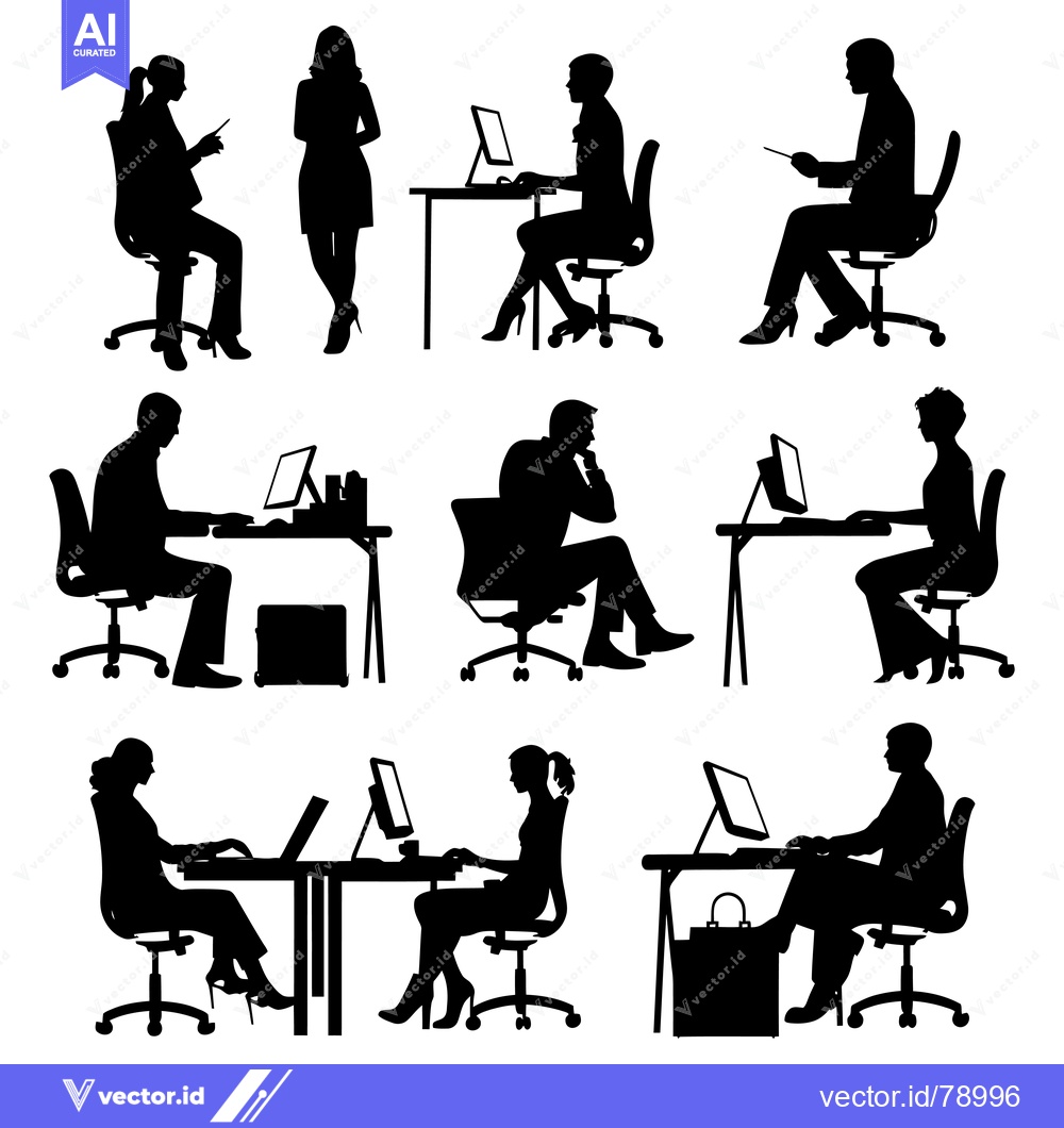 Premium Vector of Silhouettes of People Working in an Office Setting
