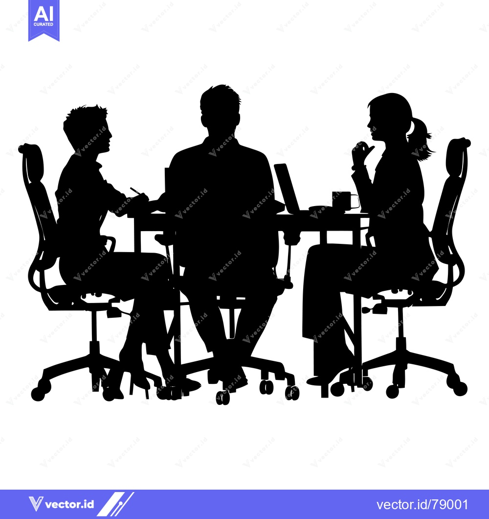 Premium Vector dari Three Silhouettes of Business Professionals Sitting at a Table