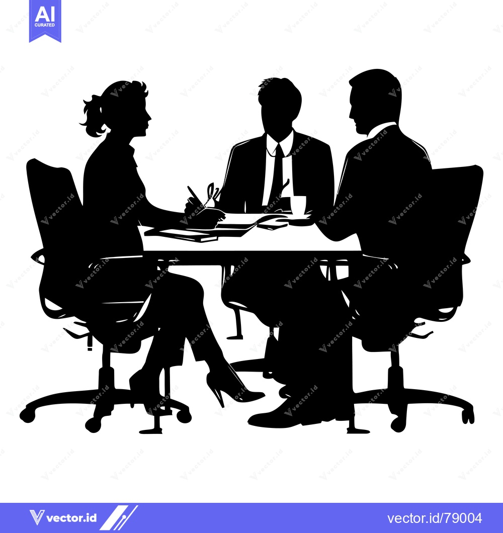 Premium Vector of Silhouettes of three businesspeople sitting at a table