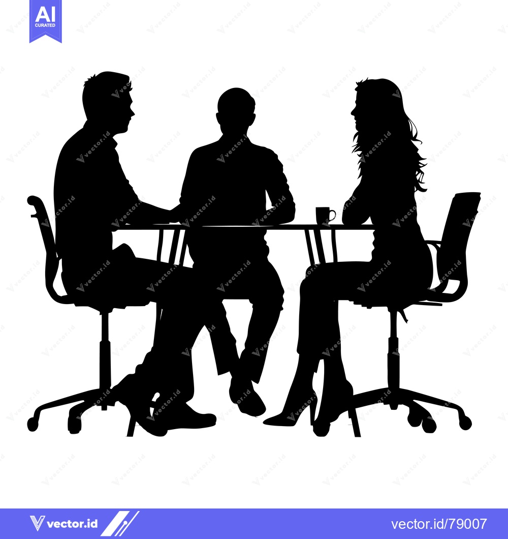Premium Vector of Three Silhouettes of People Seated at a Table