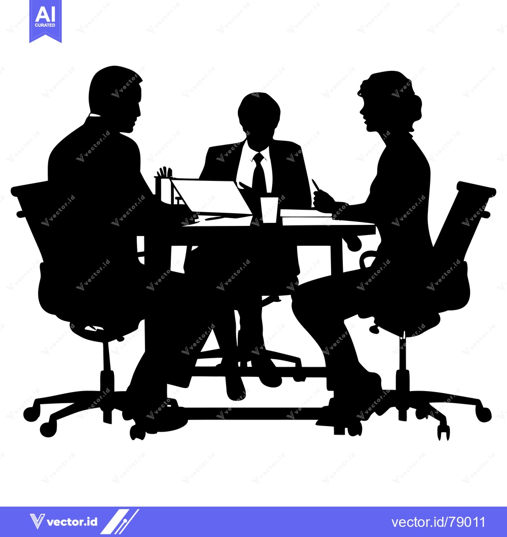 Premium Vector of Three Silhouettes of People in a Business Meeting