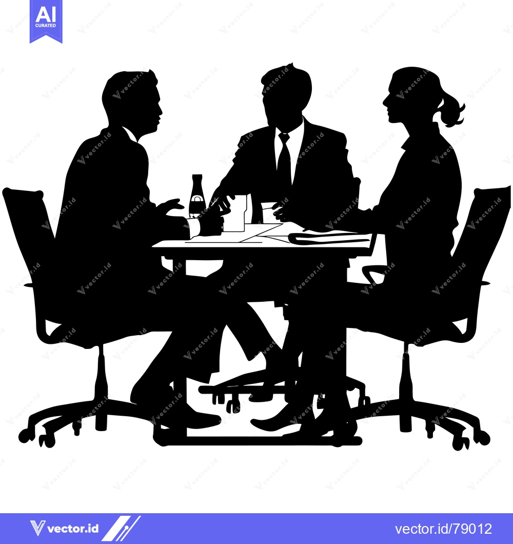 Premium Vector dari Three Silhouettes of Business People Sitting at a Table