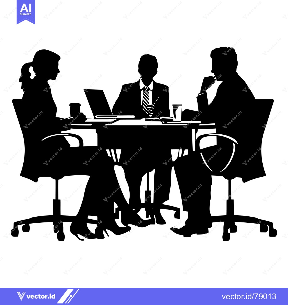 Premium Vector of Three Silhouettes of Business People in a Meeting