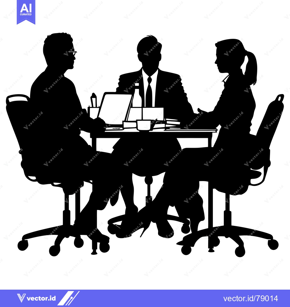Premium Vector of Three Silhouettes of People in a Meeting at a Table