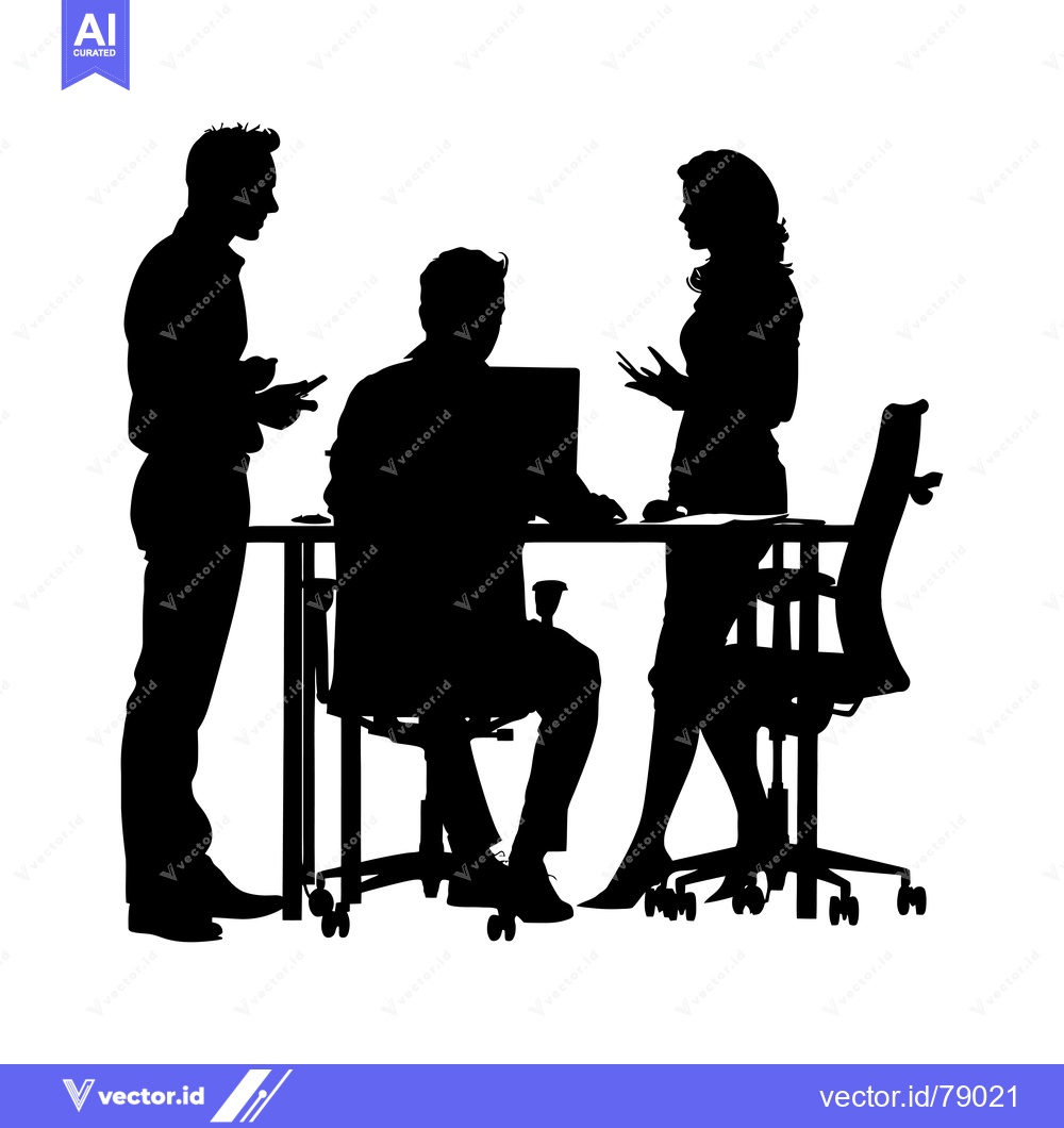Premium Vector dari Three Silhouettes of People in a Business Meeting
