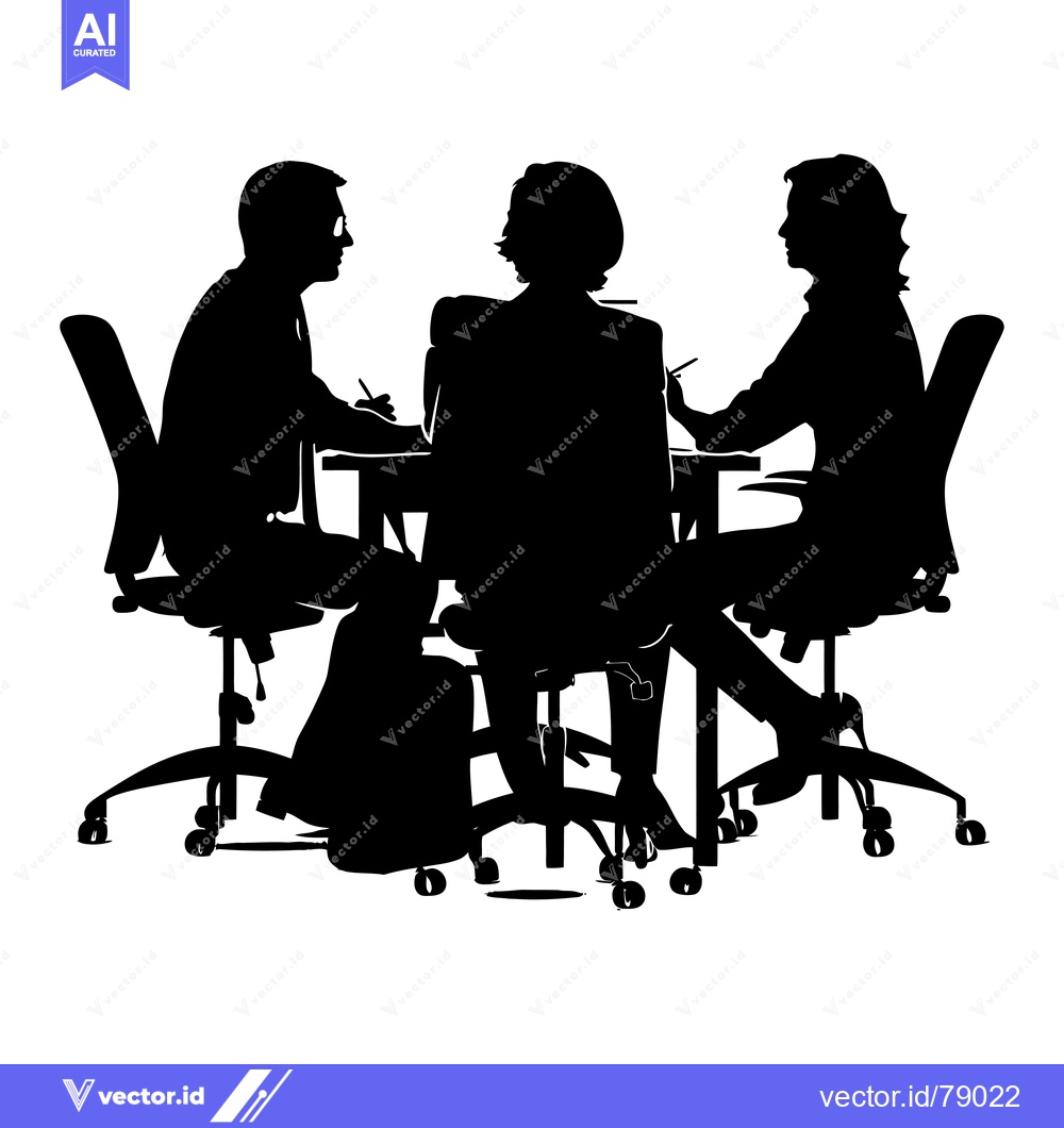 Premium Vector of Three Silhouettes of People Sitting at a Table