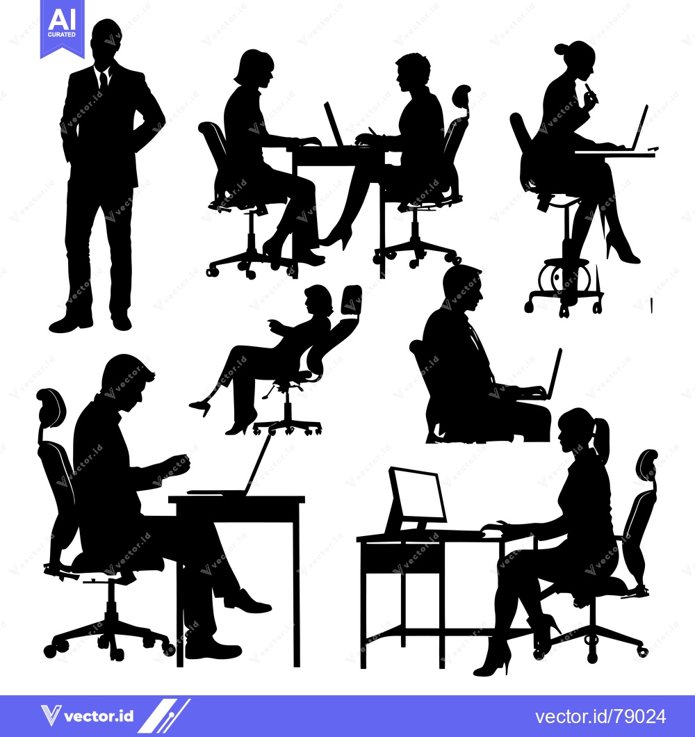 Premium Vector of Silhouettes of Businesspeople Working in an Office Setting