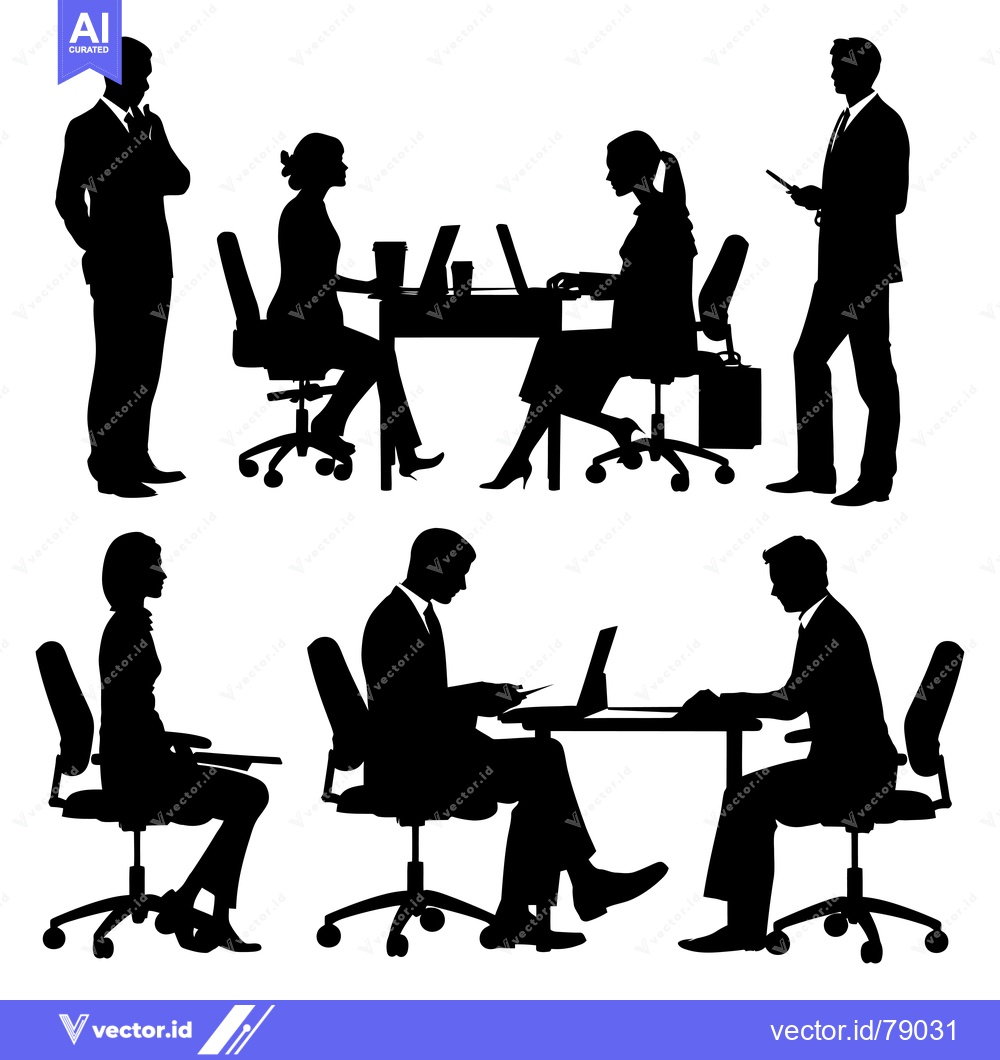 Premium Vector dari Silhouette of Business Professionals Working in an Office Setting