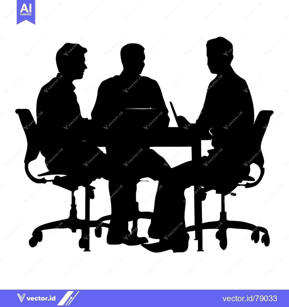 Premium Vector dari Three Silhouettes of People Seated Around a Table