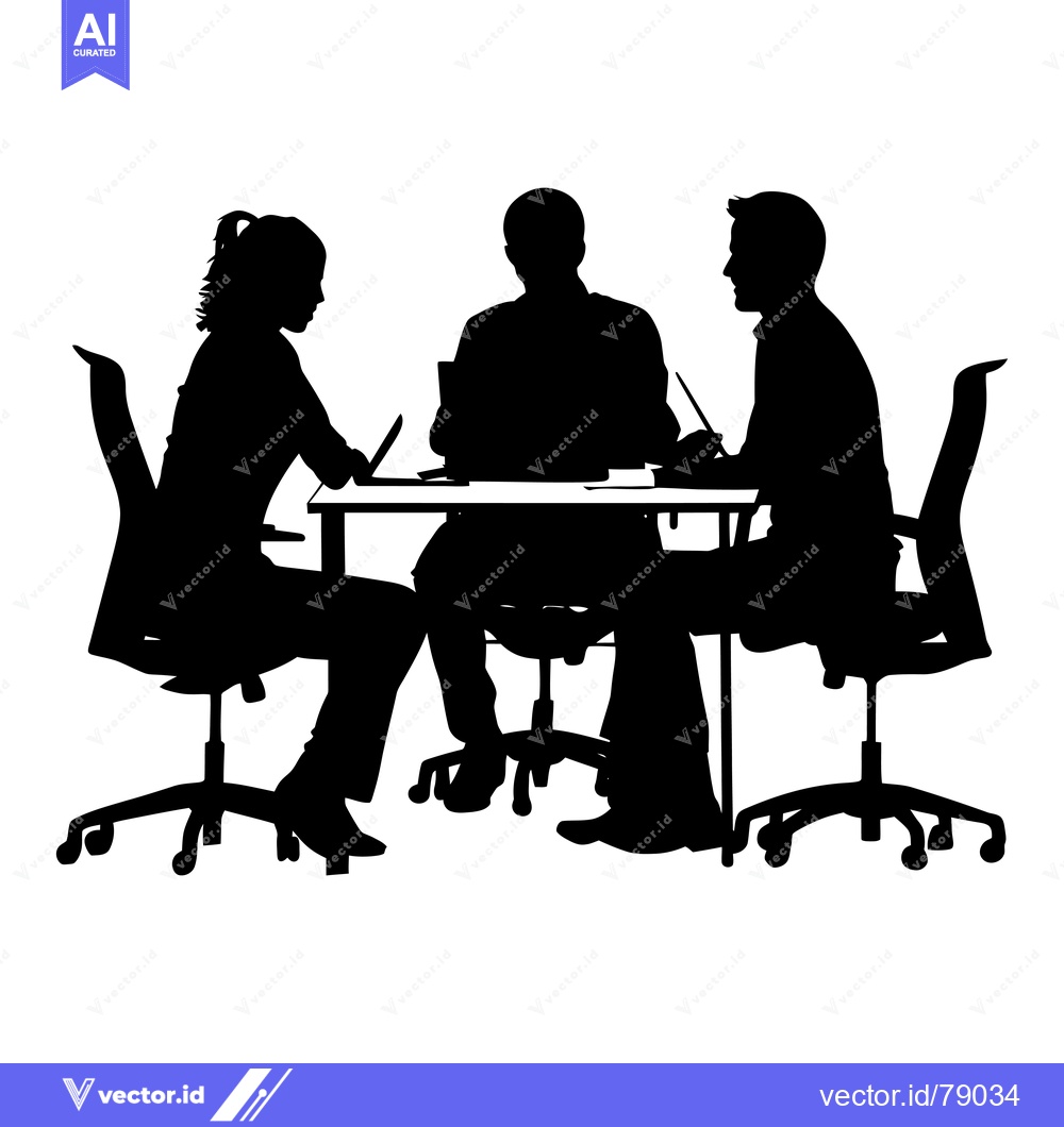 Premium Vector of Three Silhouettes of People Sitting at a Table in an Office Setting