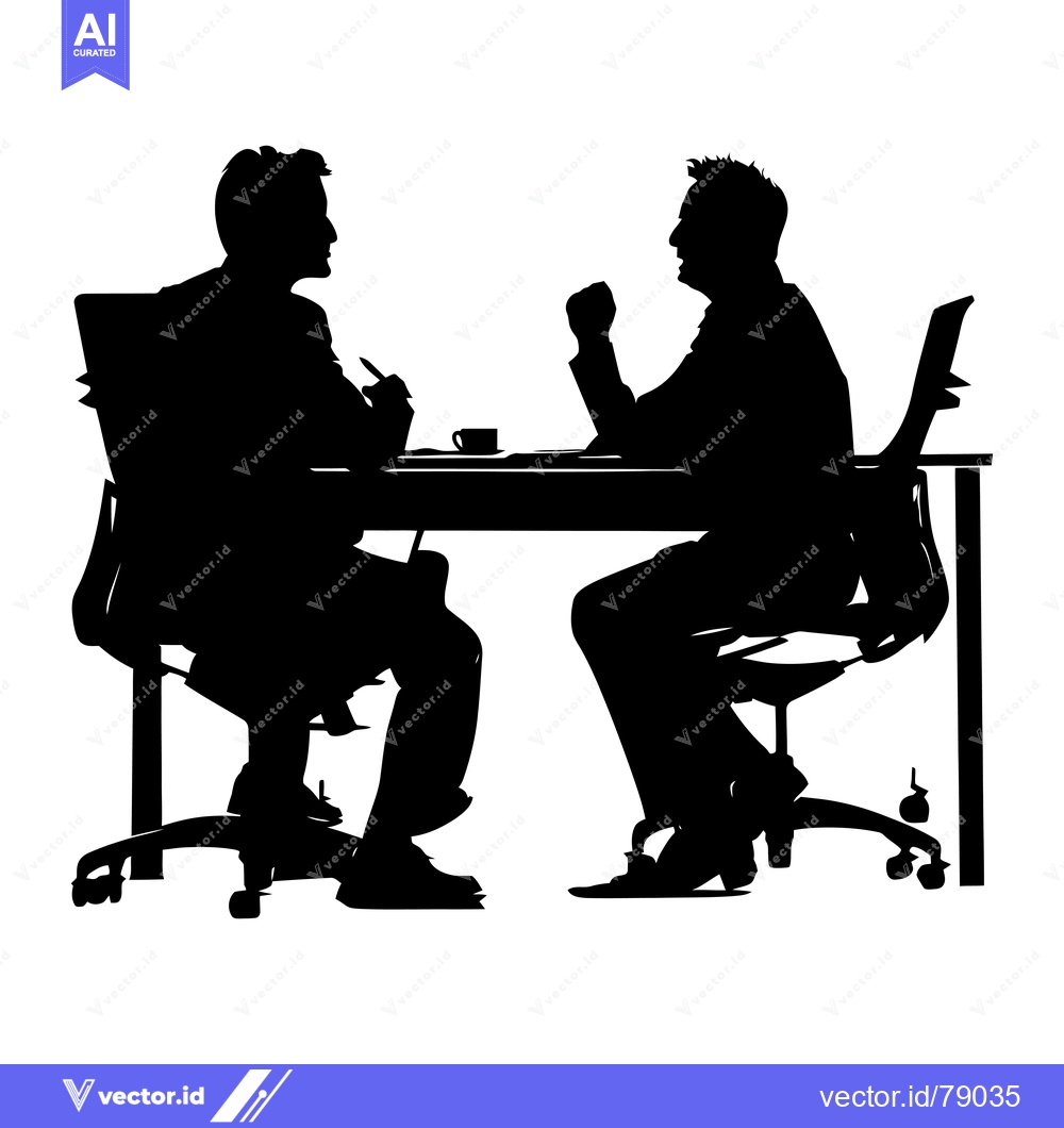 Premium Vector of Silhouette of two people sitting at a table in a meeting