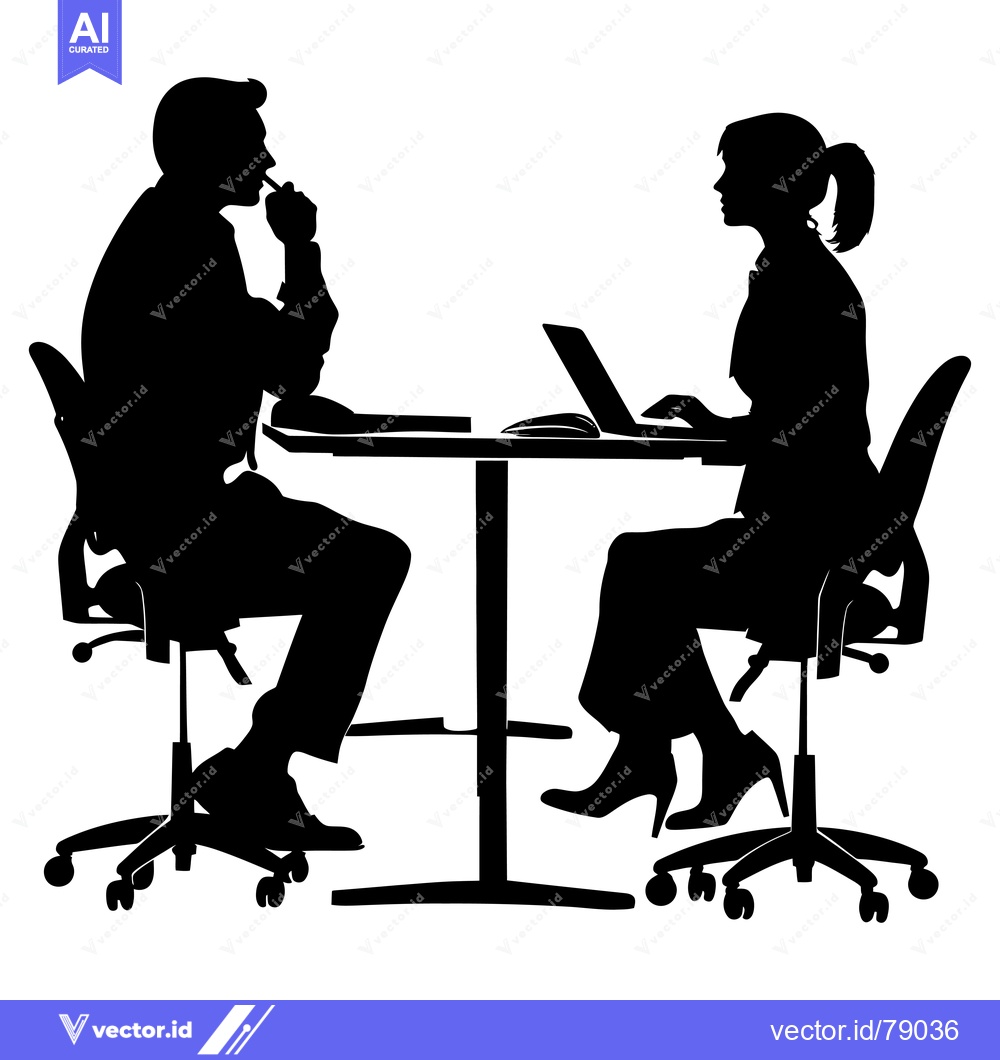 Premium Vector dari Silhouettes of a man and a woman sitting at a table