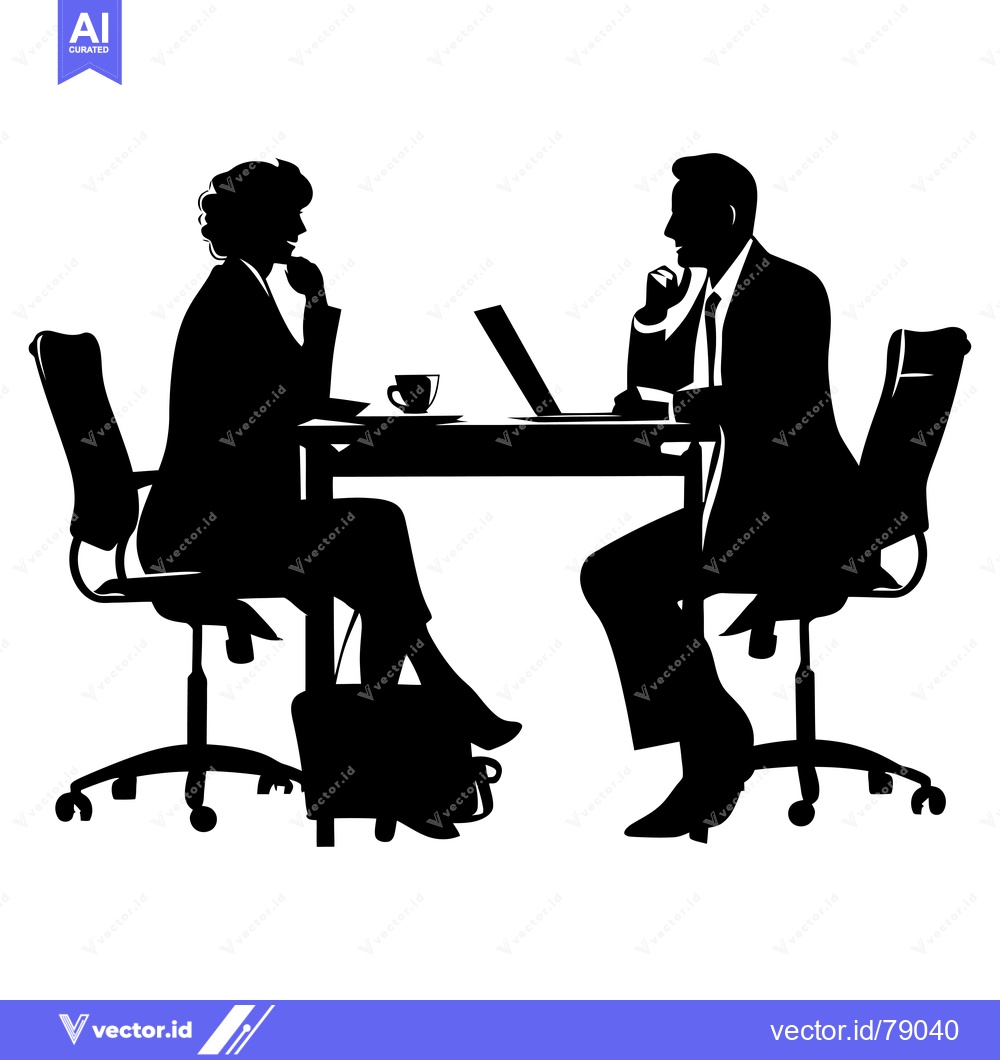 Premium Vector of Silhouettes of a man and woman in a business meeting.