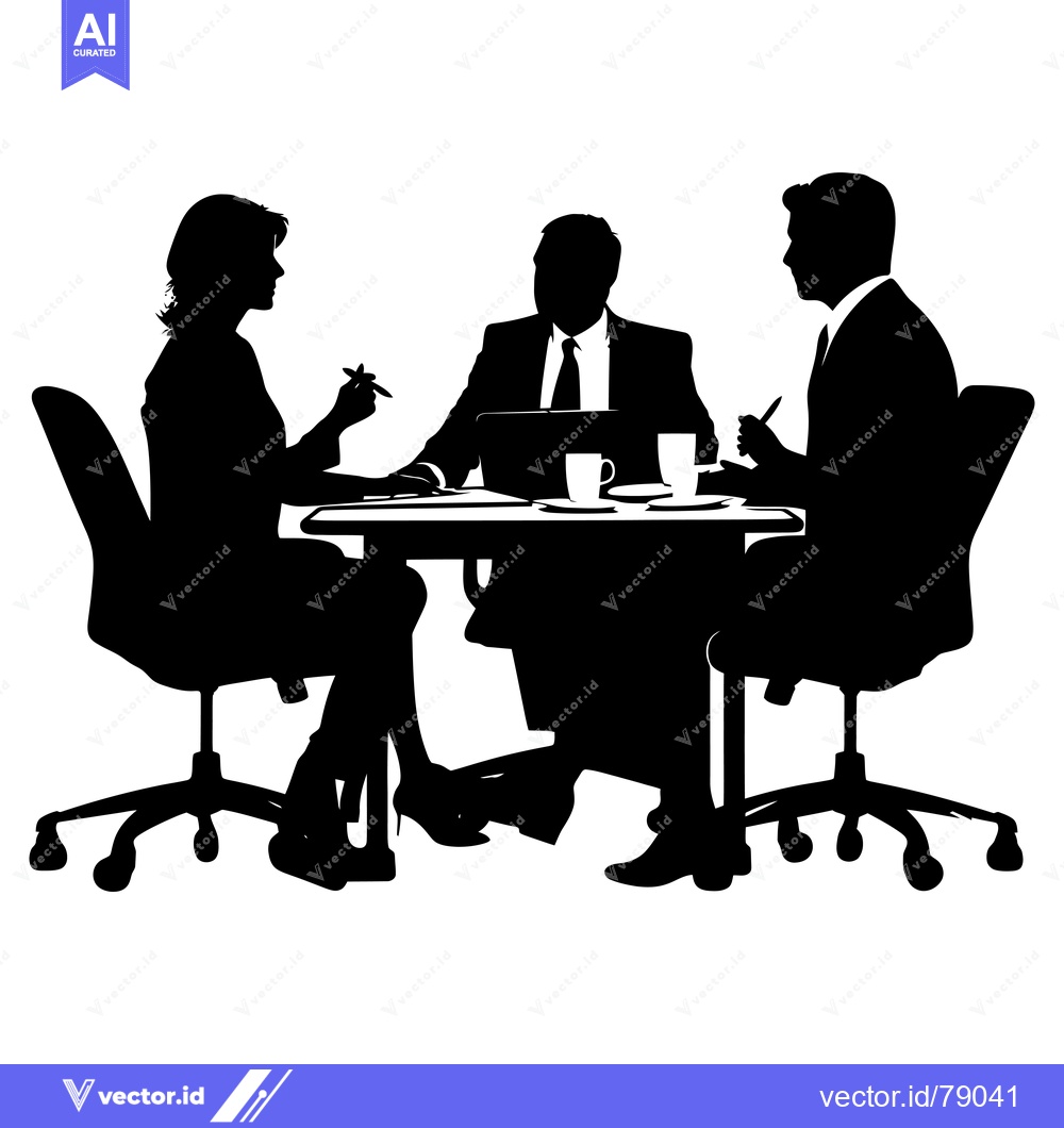 Premium Vector dari Silhouette of a Business Meeting with Three People